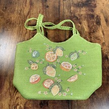 Capelli Straworld Tote Bag Canvas Beach Bag Green Fruit  Theme - $19.79