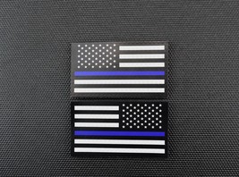 Solas Thin Blue Line Us Flag Patch Set Black &amp; White Police Swat Ir Tbl - £15.72 GBP