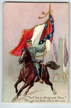 Memorial Decoration Day Postcard Twill Live In Song And Story General Horse Flag - £46.98 GBP