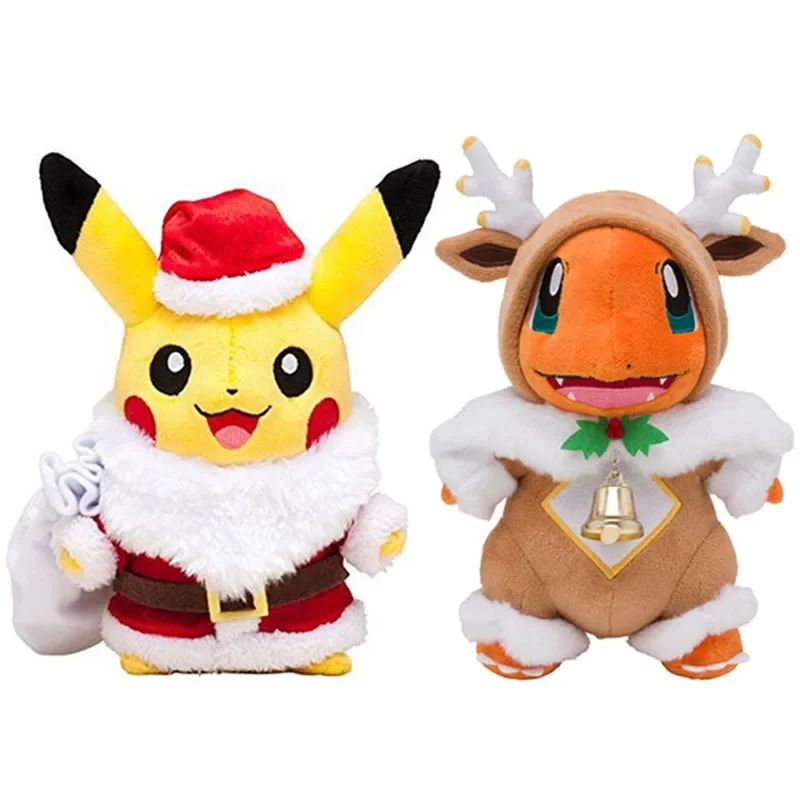 25CM Merry Christmas Sawsbuck Poncho Charmander Pikachu Pokemons Stuffed... - $26.02+