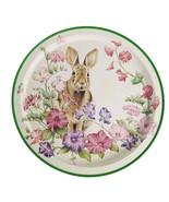 Vintage Judy Mizell Potpourri Petunia&#39;s Garden Rabbit Tin Serving 13&quot; Ro... - $378.57 MXN