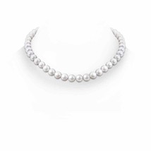9-10mm, 18&quot; Freshwater Cultured Pearl Single Line Necklace in Silver - £212.95 GBP