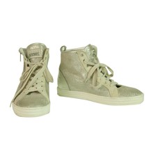 Hogan Rebel Silver Lace Up &amp; Zipper High Top Trainers Sneakers size 37 S... - $197.01