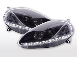 FK Pair LED DRL Halo Lightbar Headlights Fiat Grande Punto 199 Black LHD - £339.02 GBP