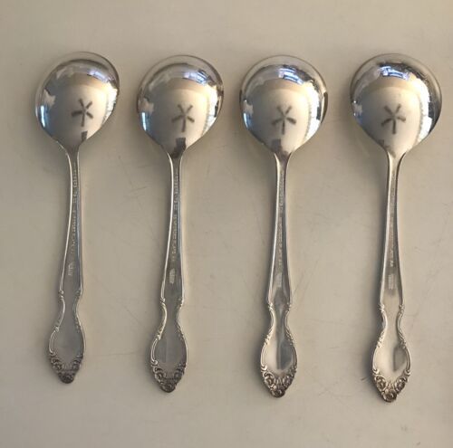 Lot of 4 Wm Rogers Intl Silver 1955 LADY DENSMORE Silver Plate 4 Soup Spoons Vtg - $18.69