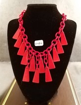 Vintage Red Plastic Tribal Style Necklace with Old Brass (non Magnetic) ... - $17.99
