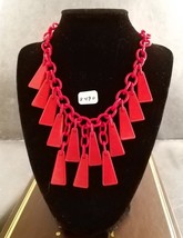 Vintage Red Plastic Tribal Style Necklace with Old Brass (non Magnetic) Clasp  - £14.60 GBP