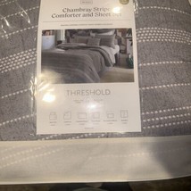 12pc Queen Cedarbrook Chambray Matelasse Stripe Comforter &amp; Sheet Bedding Set - £79.12 GBP