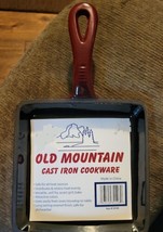 Old Mountain Sm (5 1/2x5 1/2) Square Red Enamel Cast Iron Fry Pan Read D... - $16.82