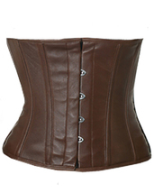 Corset shaper taillen waist waistbust steel whale wasp brown leather - £29.19 GBP+