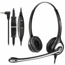 Wired Telephone Headset Dual Ear With 2.5Mm Jack, Noise Cancelling Mic, Quick Di - £41.66 GBP