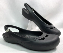 Crocs Women’s Jayna Mary Jane Sandals Shoes Black Flats Heel Strap Size 7 - $26.99