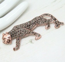 Beautiful Vintage Style Big Cat Tiger Rhinestone Bronze BROOCH Pin Jewel... - £7.92 GBP