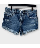 FREE PEOPLE button fly cutoff distressed Jean shorts size 25 summer casual - $25.00