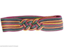 Vintage RETRO Belt Womens Braided Nylon  Multi Colored Bright Colors 1980s - $23.76