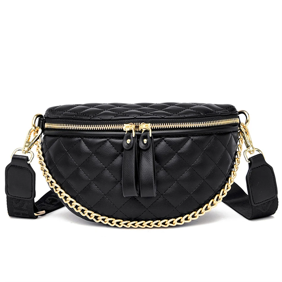 Diamond Lattice Saddle Chain Bag Soft Leather Shoulder Bags for Women 20... - £27.45 GBP