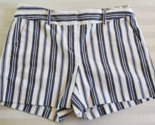Ann Taylor Factory Signature Blue &amp; White Striped Cotton Shorts Size 4 - £11.81 GBP