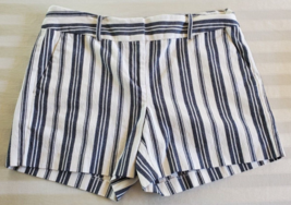 Ann Taylor Factory Signature Blue &amp; White Striped Cotton Shorts Size 4 - £11.62 GBP