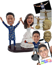 Personalized Bobblehead Tradtonal Groom wearing nice costume and Bride on beauti - £123.26 GBP