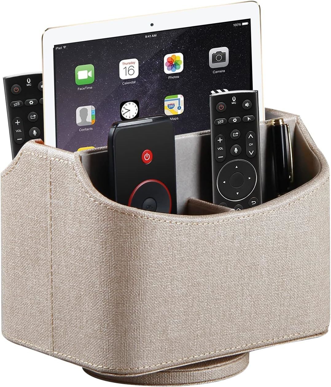 Pu Leather Room Decor Aesthetic, Remote Control Holder, Swivel Desk Orga... - $32.57