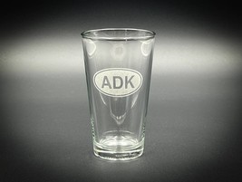 ADK Oval etched Pint Glass - Adirondack Park gift for him - Etched beer ... - $11.99