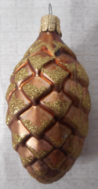 Czech Republic Blown Mercury Glass Pinecone Christmas Ornaments Gold Glitter - £12.44 GBP