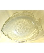 Nautical Fish Shaped Textured Seafood Serving Platter Clear Glass Anchor Hocking - $49.49