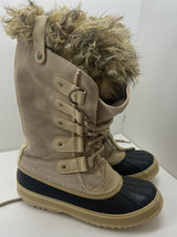 Sorel Joan Of Arctic Boots Womens 8 Beige Tan NL1452-241 Leather Suede Faux Fur - £63.05 GBP