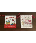 Lot 2 Sanrio Hello Kitty Marroncream Cloth Drawstring Bags NWOT - £11.76 GBP