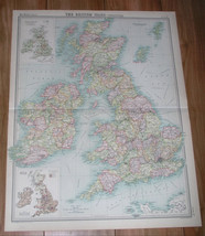 1922 Antique Map Of United Kingdom Great Britain England Wales Scotland Ireland - £25.40 GBP