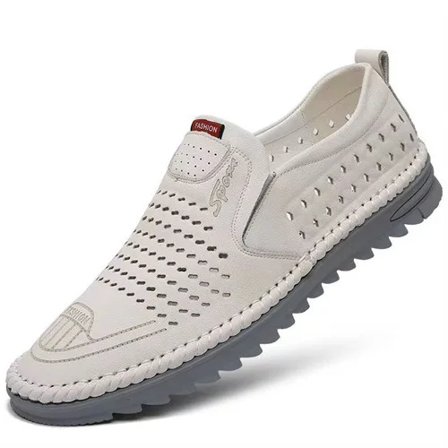 Men&#39;s Leather Shoes Summer New Men&#39;s Casual Shoes Slip-on Soft Sole Brea... - $34.15