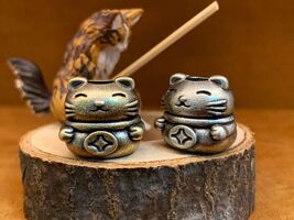 Brass Lucky Cat EDC Knife Bead, Lanyard Making Supplies - $8.99