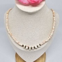 Hawaii Womens Surfer Jewelry Pink Peach Round Puka Shell Necklace 16.5&quot; Heishi  - $11.99