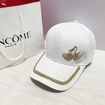 Rhinestone Three-Dimensional Swan Fashion Hat Ladies Light Luxury Wind Cap Seaso - £12.19 GBP