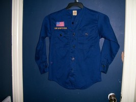 Vintage Boy Scout Blue Uniform Shirt 1960s-1970s Long Sleeved Size 10-12 - £14.24 GBP