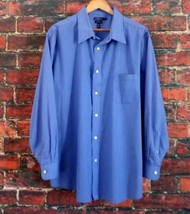 Croft &amp; Barrow Men&#39;s Casual Long Sleeve Shirt 18.5 34/35 Blue Mini Check - $12.38