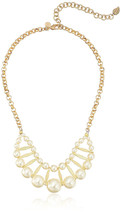 David Aubrey Hadrien Gold Plated Double Row Pearl 18&quot; Statement Necklace NWT - £25.35 GBP