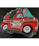 Christmas Holiday Cookie Tin ‘Season’s Greetings’ Pick-UpTruck w Gifts S24 - £3.16 GBP