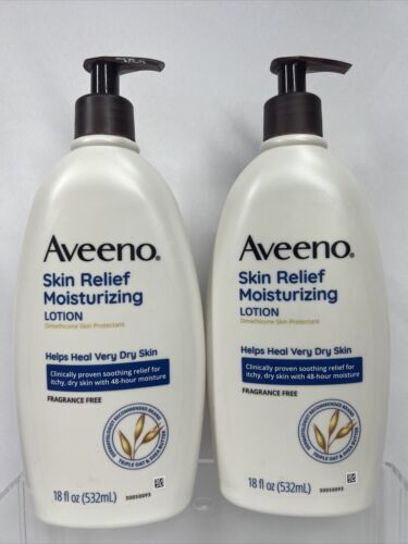 Primary image for (2) Aveeno Relief Moisturizing Lotion Fragrance Free 18oz 6/24 COMBINE SHIP