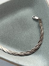 925 Italy Signed Flat Snake Chain Braided Twist Silver Bracelet – 7 inches long - $22.22