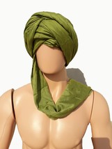 Authentic Lite Green Tuareg Scarf, Tribal berber Turban,Long Moroccan Scarf - £51.79 GBP