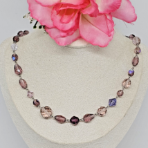 Sparkling Purple Faceted Crystal Glass Beaded Choker Necklace 17” Long Collar - £19.24 GBP