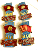 VTG lot of 4 USSR Russian Pin back May 1st Lenin International Solidarity Day - £93.41 GBP