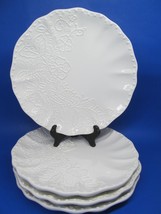 Pier 1 &quot;Lacey&quot; White Embossed Flowers 9&quot; Scalloped Edge Salad  Plates Set of 4 - £39.07 GBP