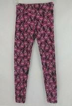 Lularoe One Size Leggings Blue With Pink Floral Paisley Design - $10.88