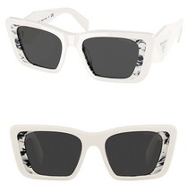 Prada Symbole White Abstract Faceted Triangle PR08YS 08Y Fashion Sunglasses - £290.43 GBP