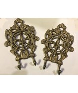 Vintage Cast Iron Wall Hooks Purse Towel Coat Paris Fleur Di Lis Beautif... - $73.58 CAD
