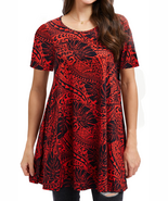 plus Size Womens Tunic Tops Short Sleeve Casual Floral Shirts Swing Flar... - €31,89 EUR