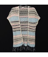 Justice Girls Open Front Cardigan Sweater 12/14 Fringed Sparkle Short Sl... - $17.83