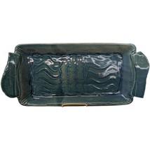 Signed Pottery Serving Dresser Dish Tray Blue Green Wave Pattern Beach W... - $741.19 MXN